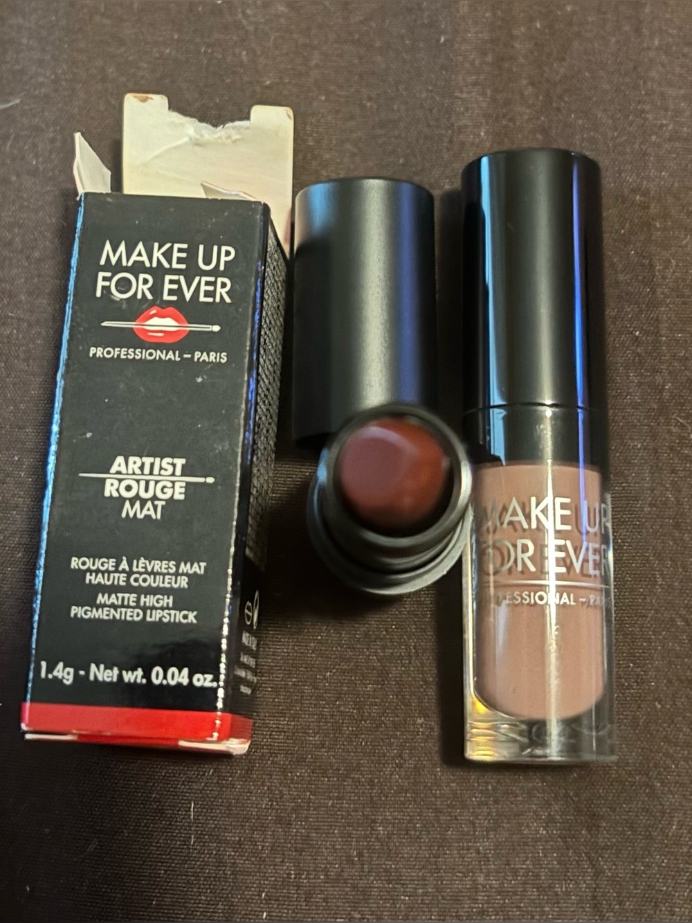 Makeup Forever Artist Rouge Mat Matte Lipstick & Liquid Matte in Warm Brown